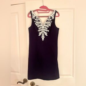 Lilly Pulitzer Navy and White Embellished Dress